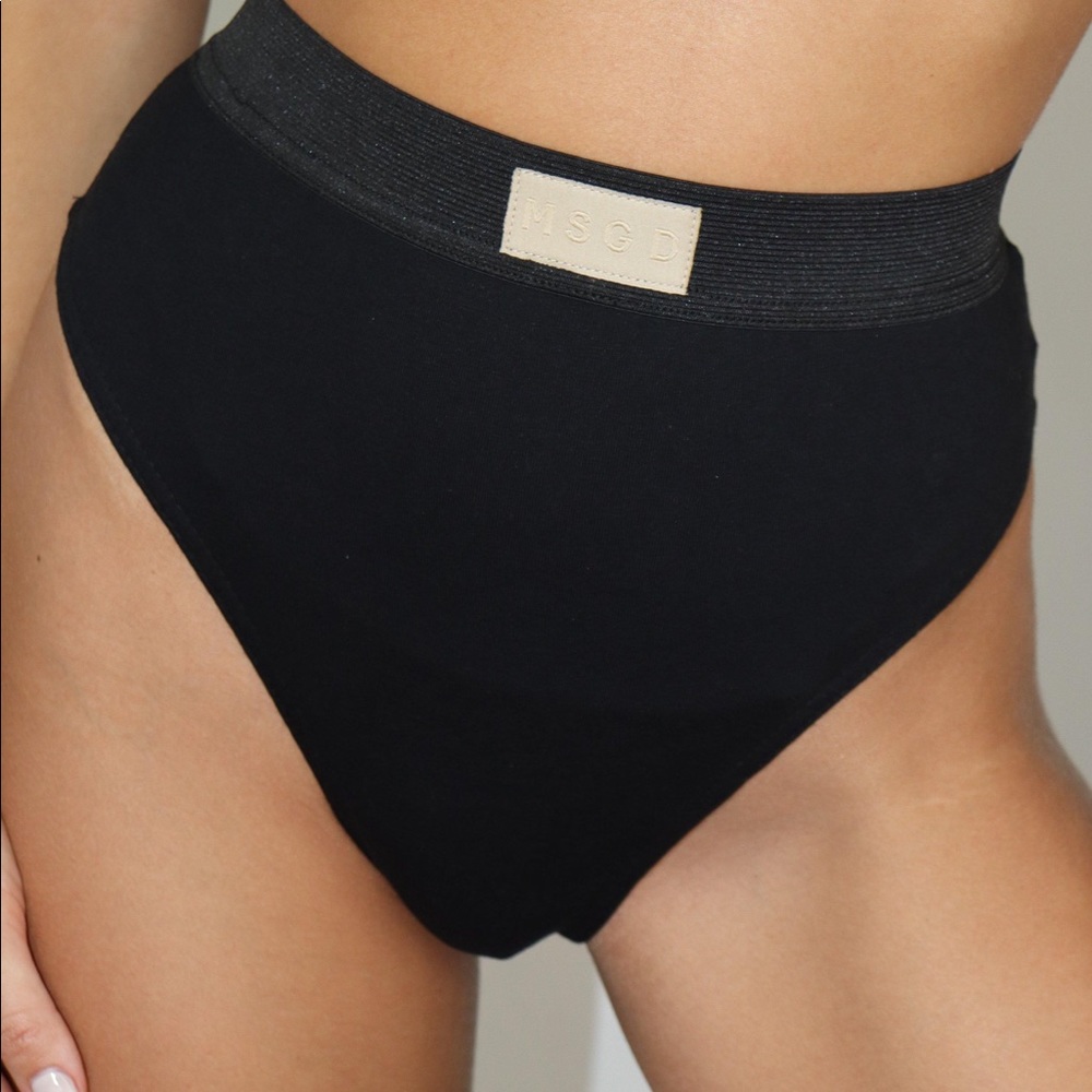 Black MSGD High Waisted High Leg Panties - Picture 2 of 3